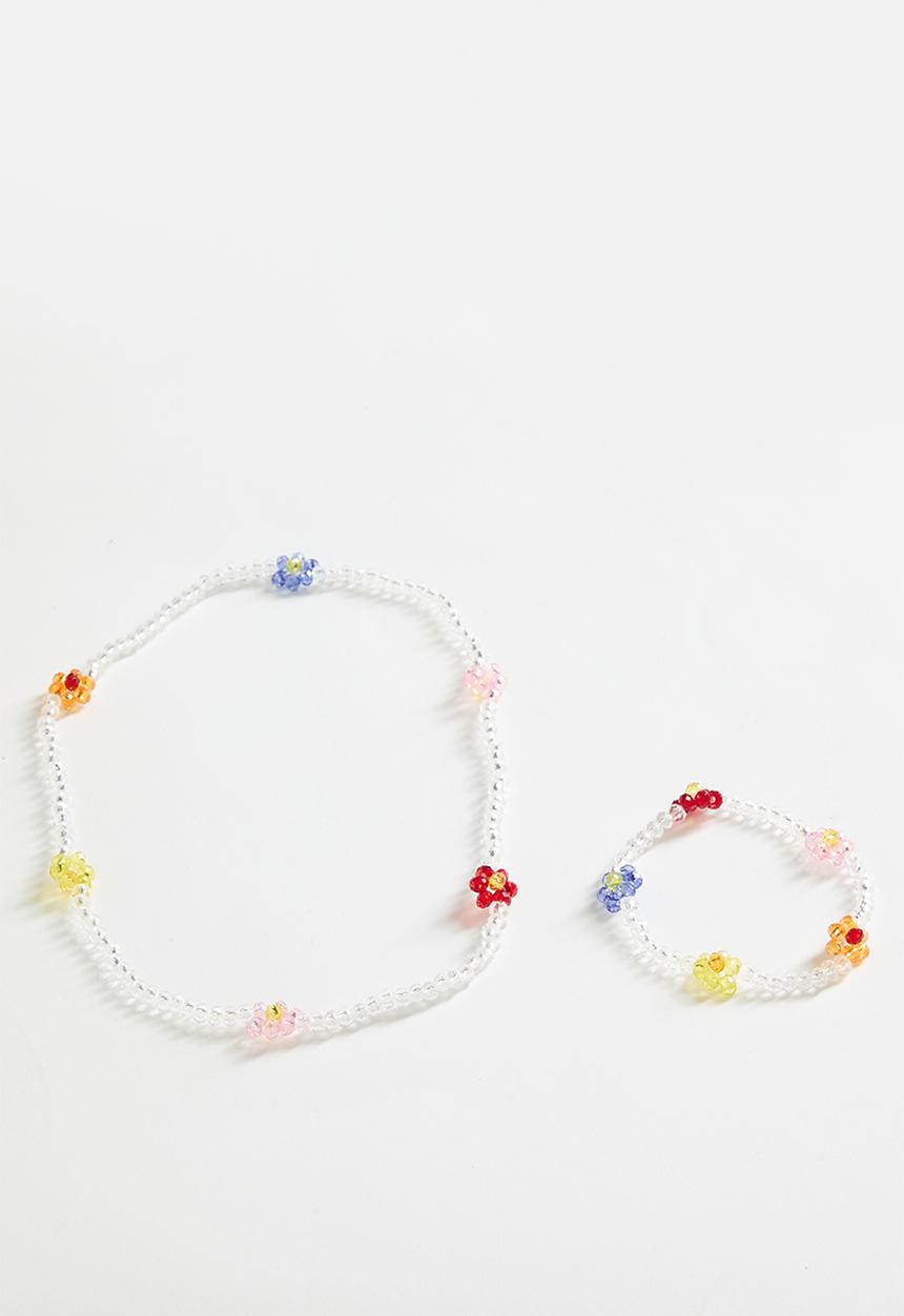 Cotton On - Kids Fashion Necklace & Bracelet Set - Multi Flower