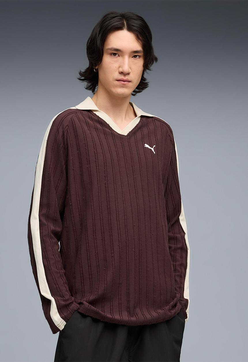 PUMA - T7 Relaxed Retro Long Sleeve Polo - Chocolate Brown