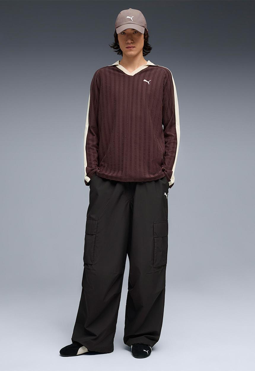 PUMA - T7 Relaxed Retro Long Sleeve Polo - Chocolate Brown