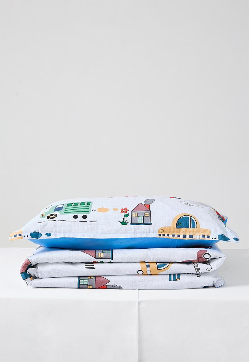 Pop Candy - Vehicle themed duvet cover set - white/light blue