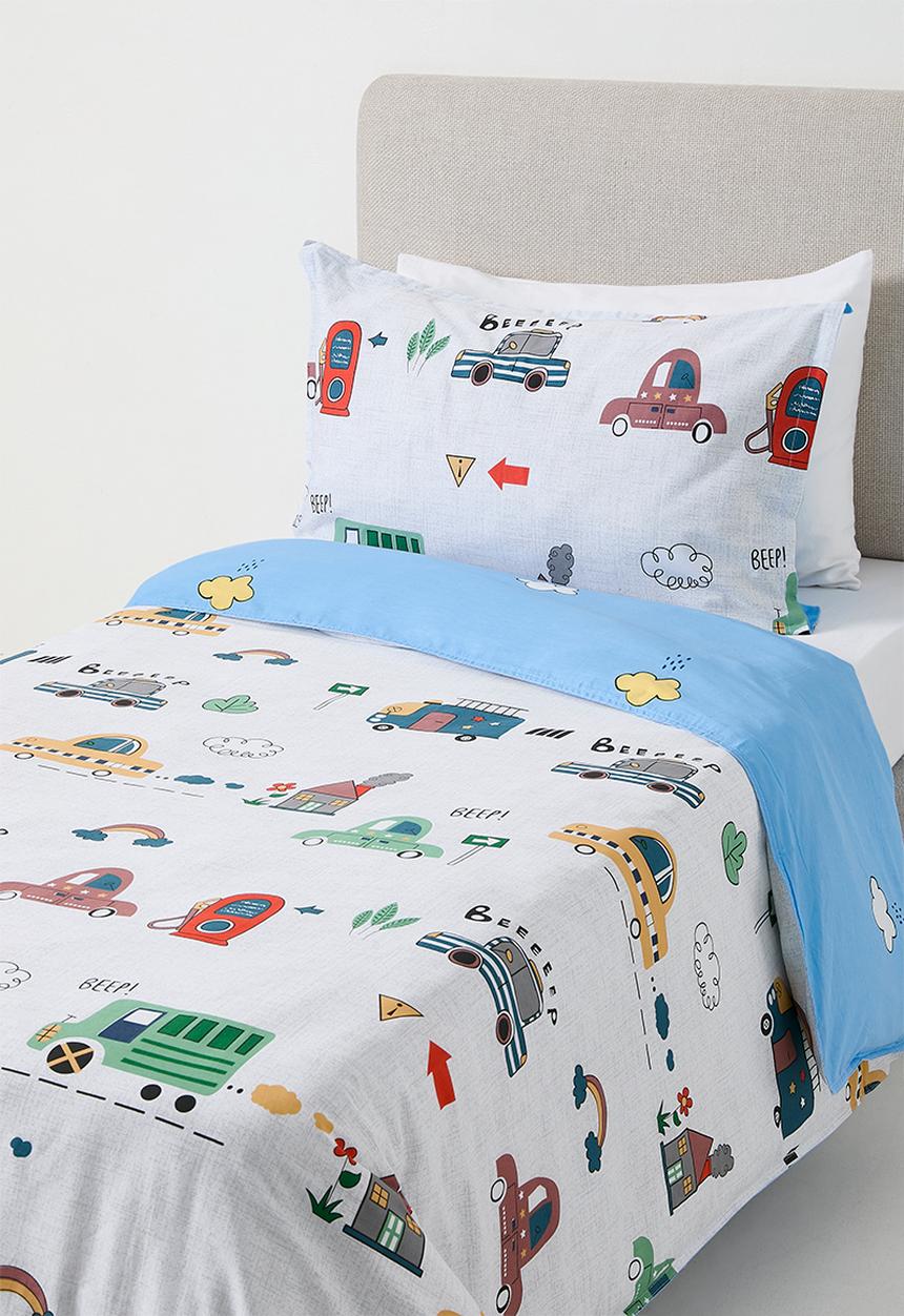 Pop Candy - Vehicle themed duvet cover set - white/light blue