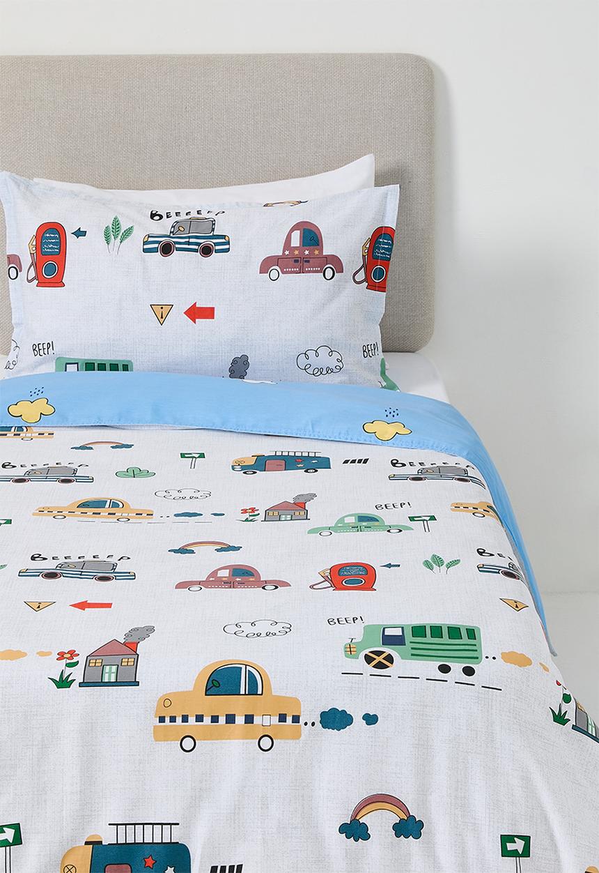 Pop Candy - Vehicle themed duvet cover set - white/light blue