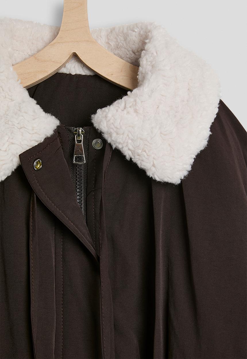 Pop Candy - Shearling collar bomber jacket - brown