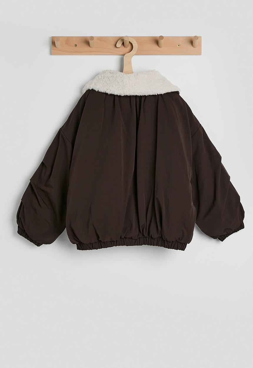 Pop Candy - Shearling collar bomber jacket - brown