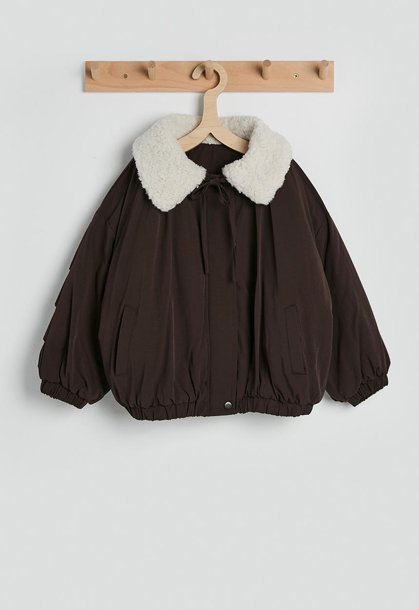 Pop Candy - Shearling collar bomber jacket - brown