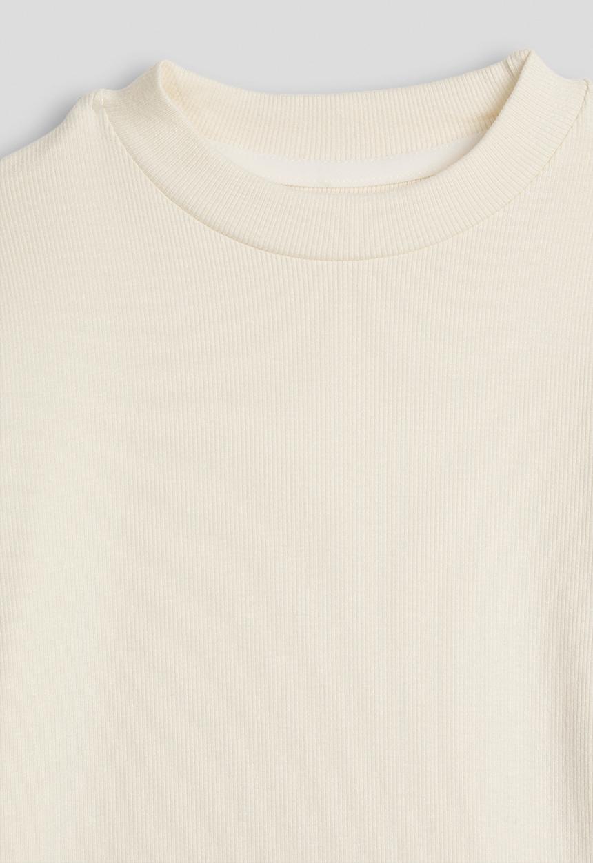 Pop Candy - Ribbed top with mesh ruffle cuffs - floral white