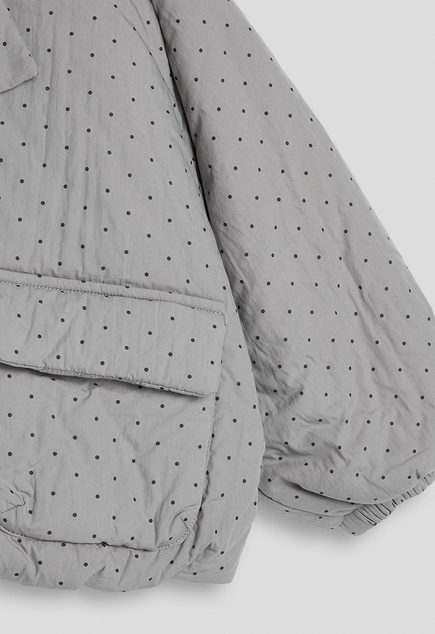 Pop Candy - Micro dot neck tie puffer jacket - grey/aop