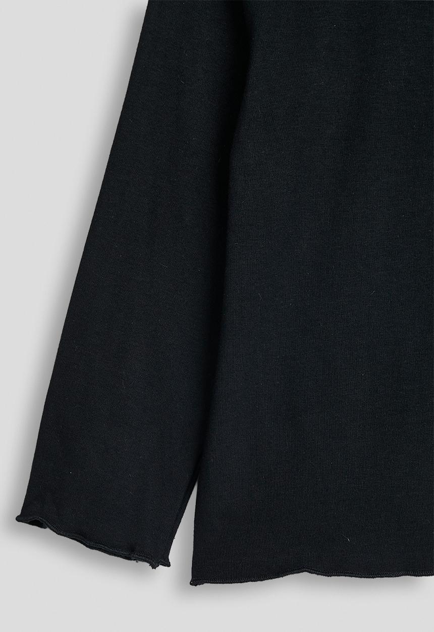 Pop Candy - High neck lettuce hem top - black