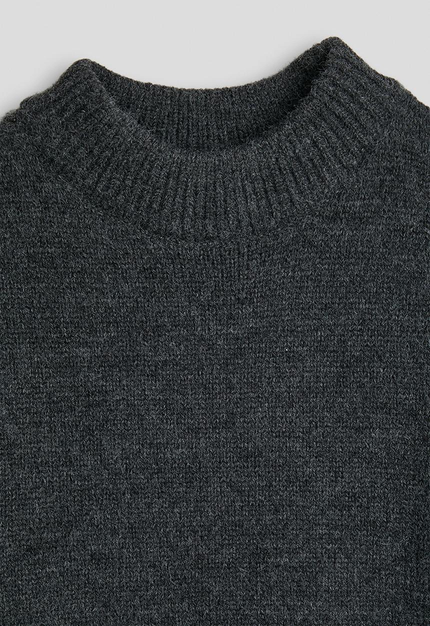 Pop Candy - Knit whipstitch contrast sweater - dark grey heather