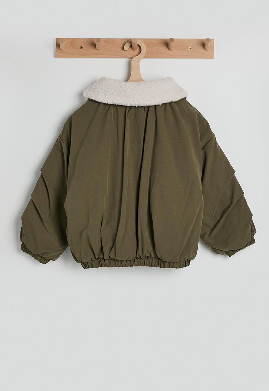 Pop Candy - Shearling collar bomber jacket - moss green