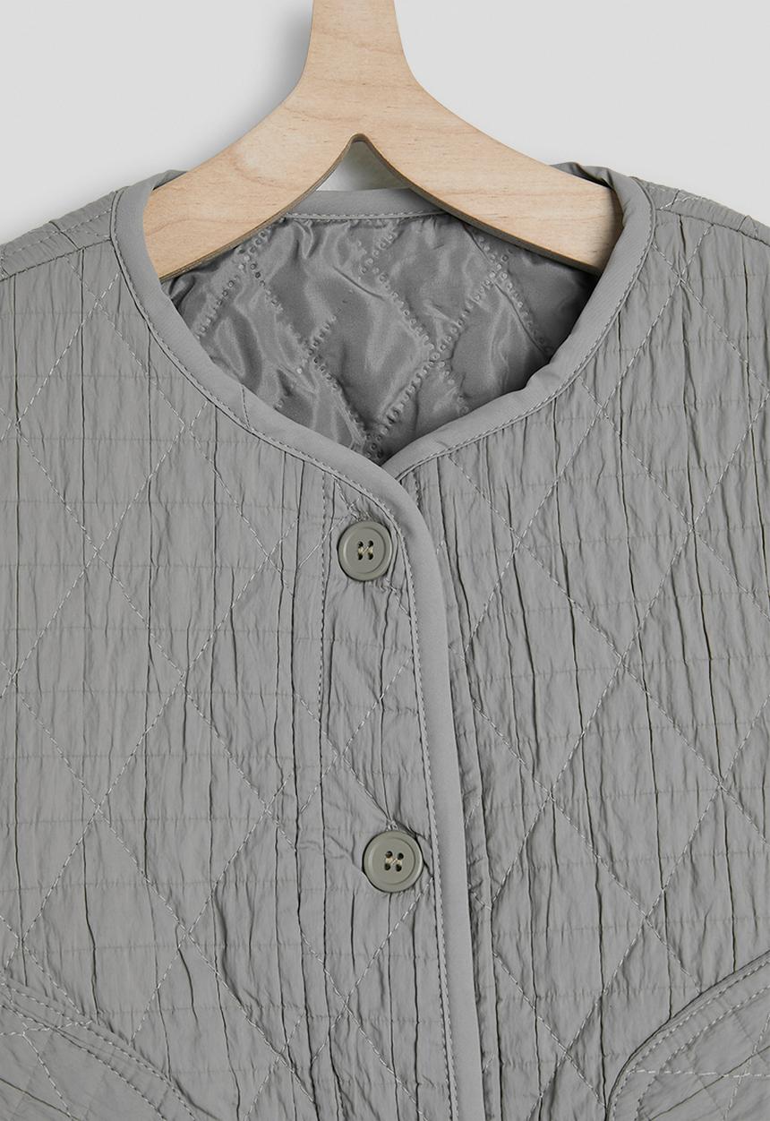 Pop Candy - Diamond quilted jacket with stylised patch pockets - grey