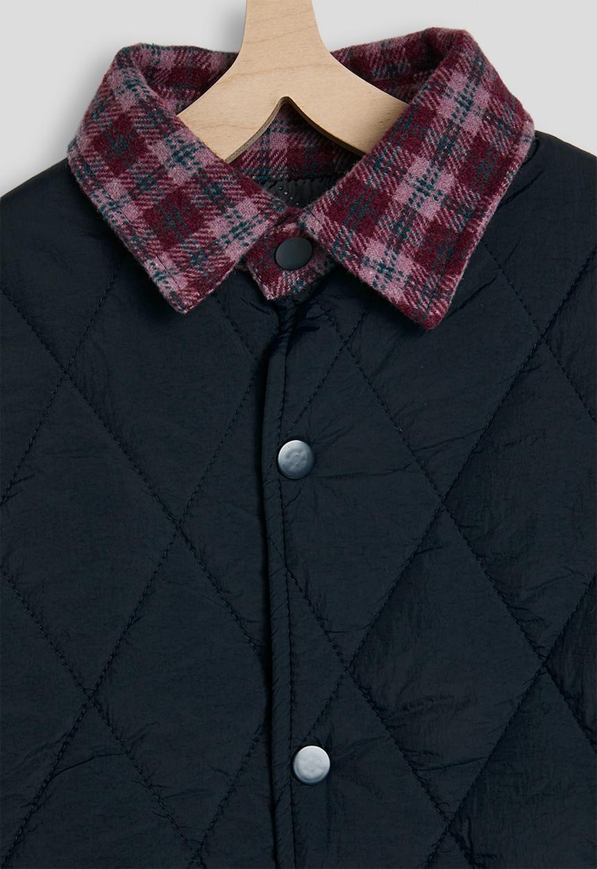Pop Candy - Diamond quilted flannel shirt jacket - navy/multi