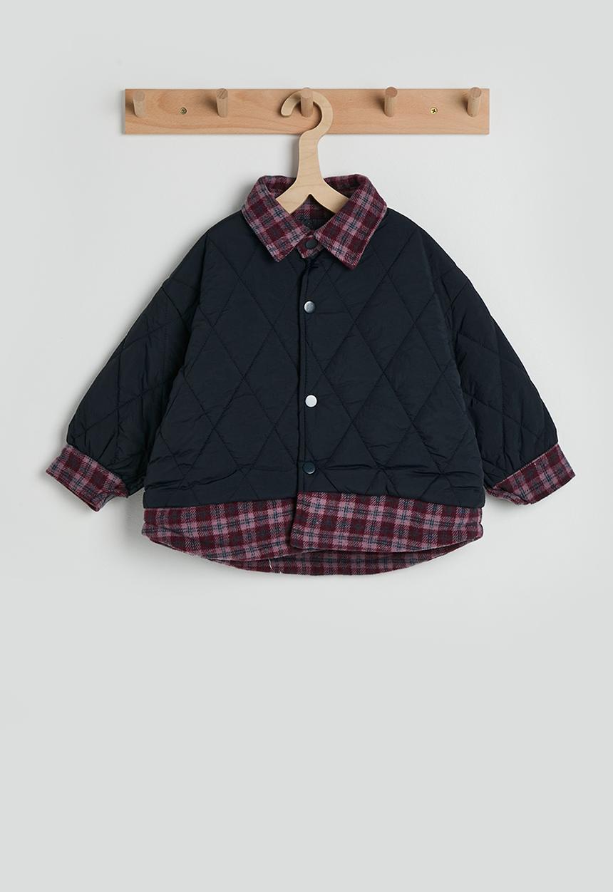 Pop Candy - Diamond quilted flannel shirt jacket - navy/multi