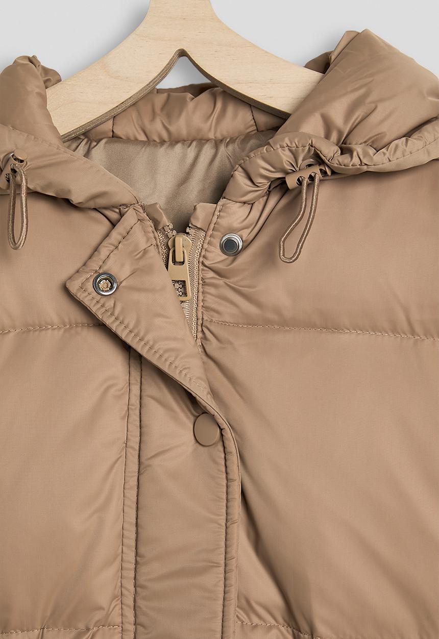 Pop Candy - Fluffy ear hooded puffer jacket - light brown