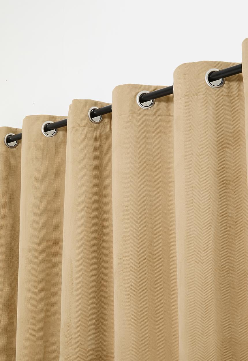 Sixth Floor - Herringbone Velvet Selflined Curtain Eyelet - Sand