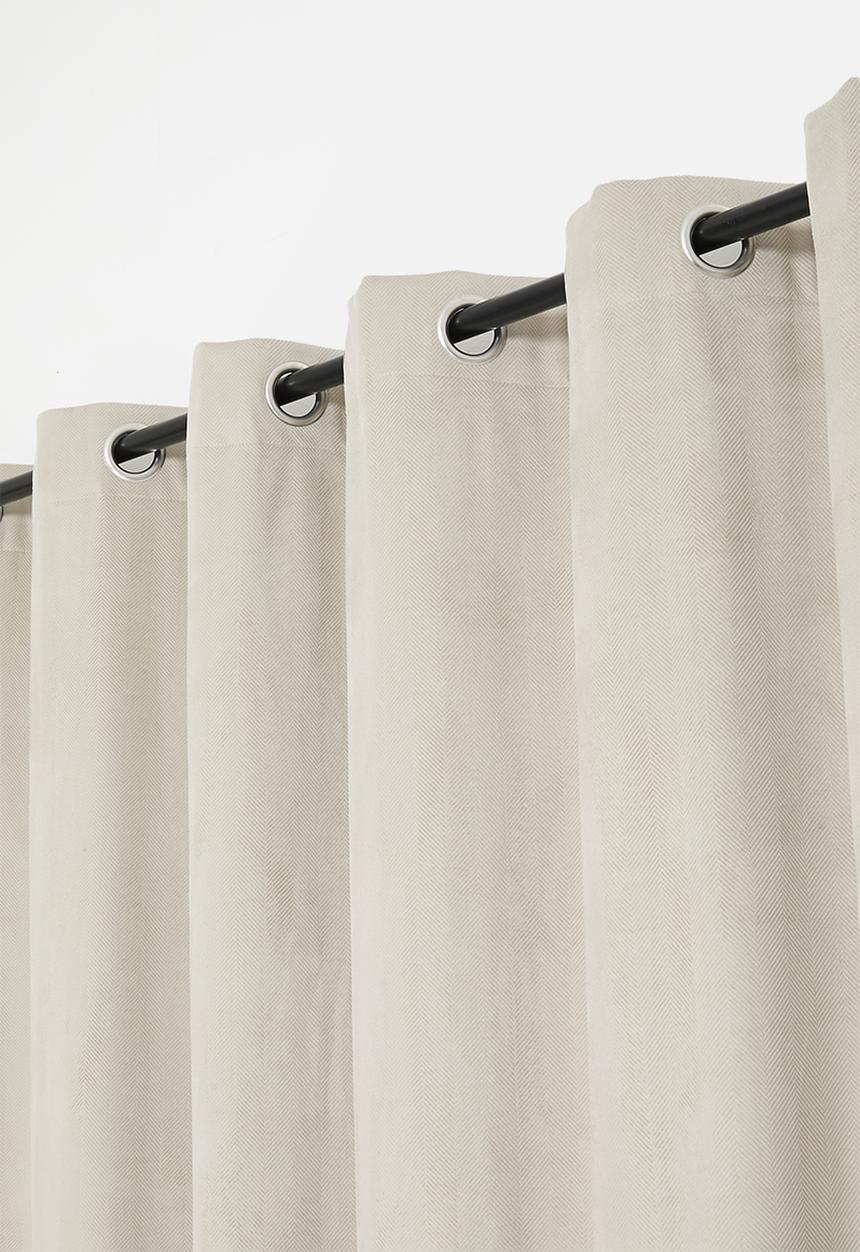 Sixth Floor - Herringbone Velvet Self lined Curtain Eyelet - Taupe
