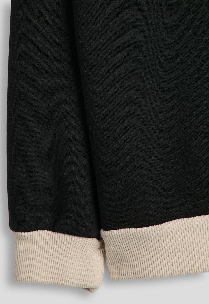 Pop Candy - Ribbed pocket sweatshirt - black/parchment white