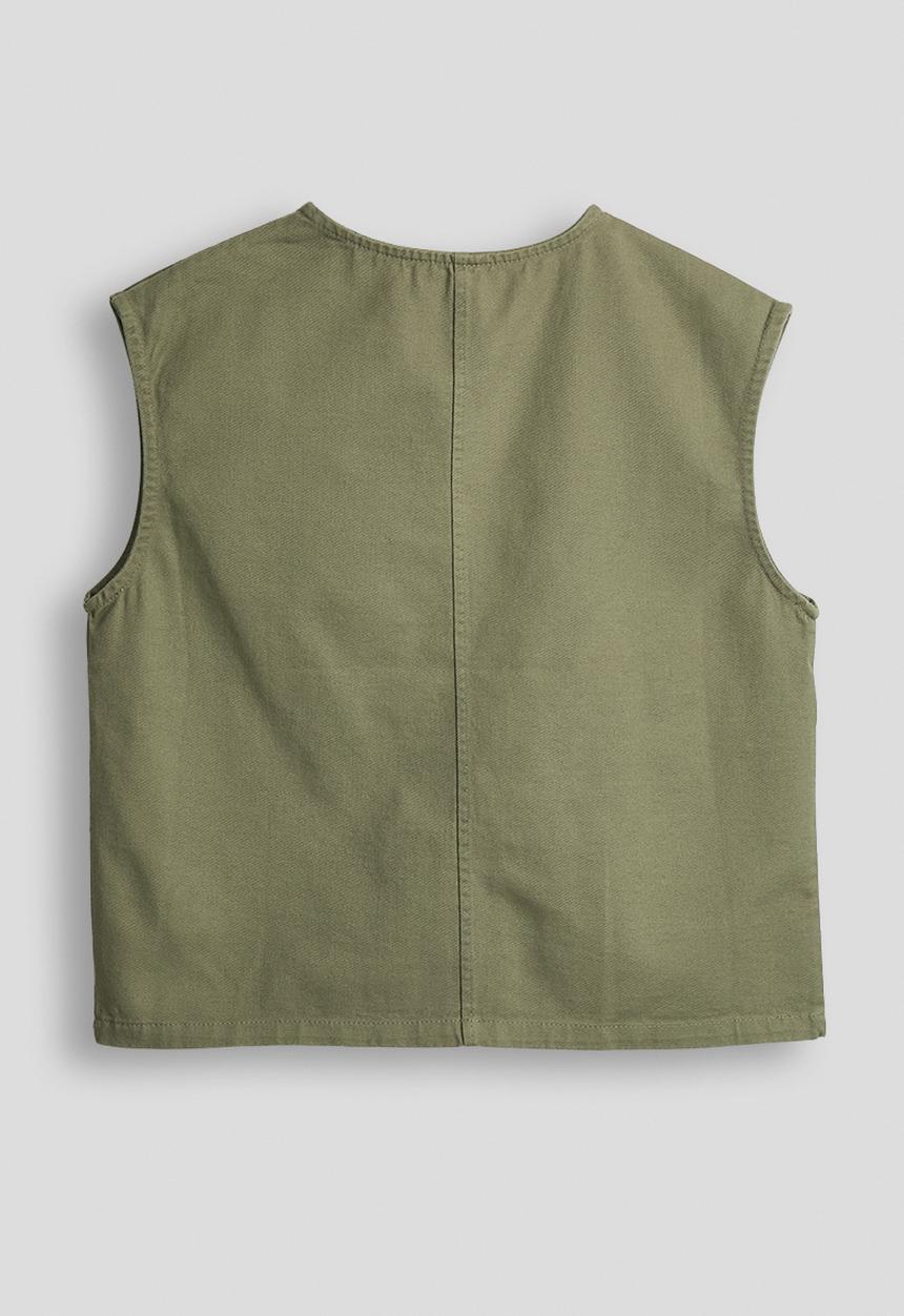 Pop Candy - Assymetrical placket vest - green