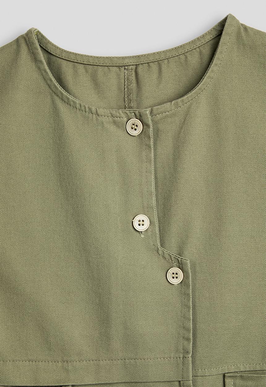 Pop Candy - Assymetrical placket vest - green