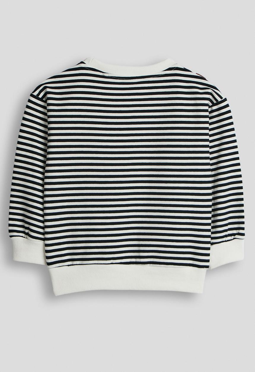 Pop Candy - Canvas strap embroidered bear sweatshirt - black stripes