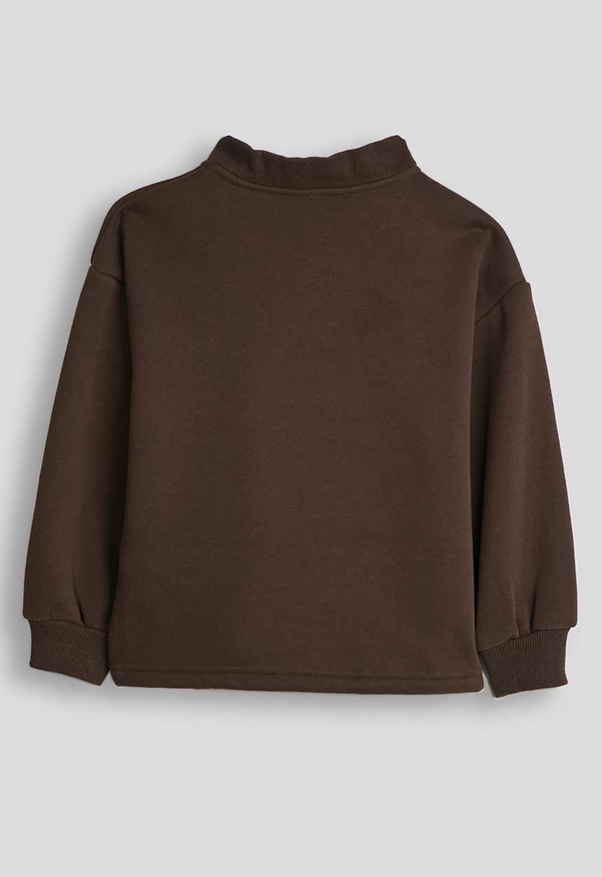 Pop Candy - Rib-knit collar sweatshirt - chocolate