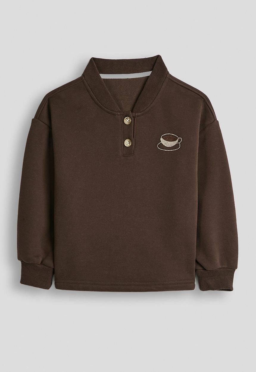 Pop Candy - Rib-knit collar sweatshirt - chocolate