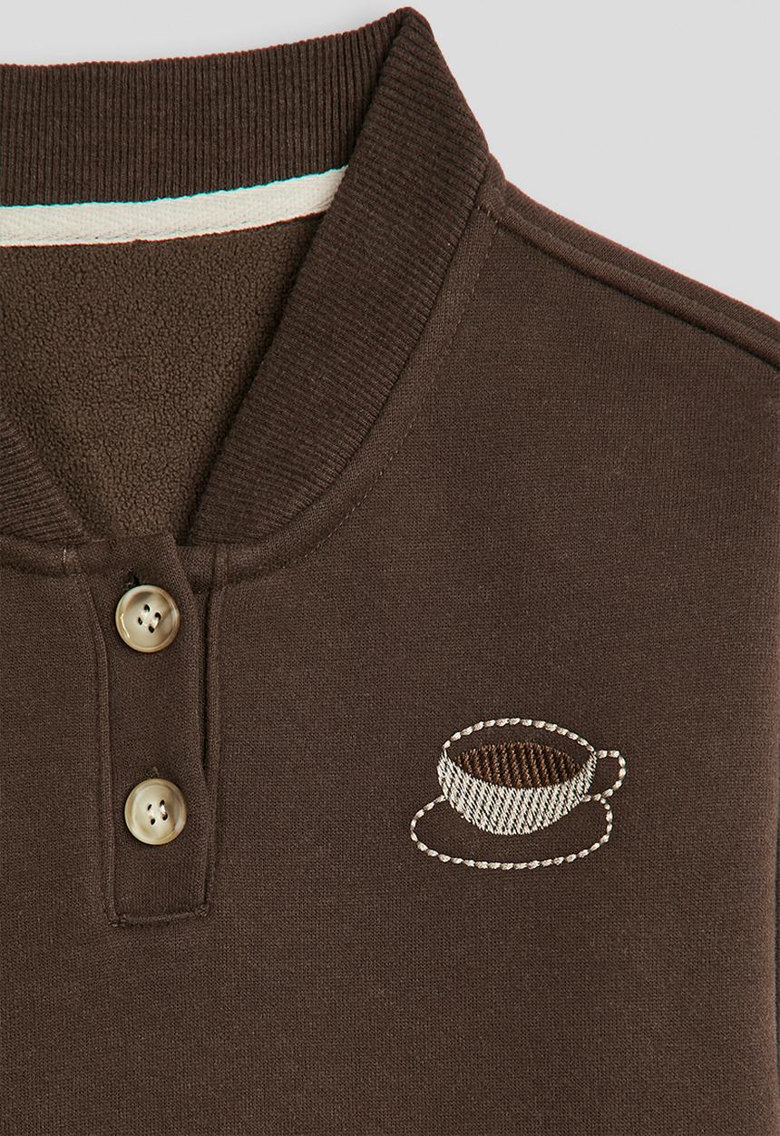 Pop Candy - Rib-knit collar sweatshirt - chocolate
