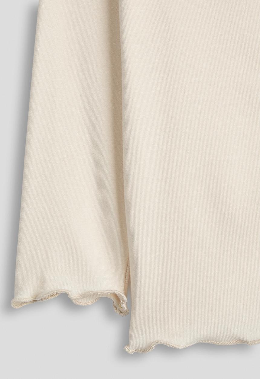Pop Candy - High neck lettuce hem top - cream