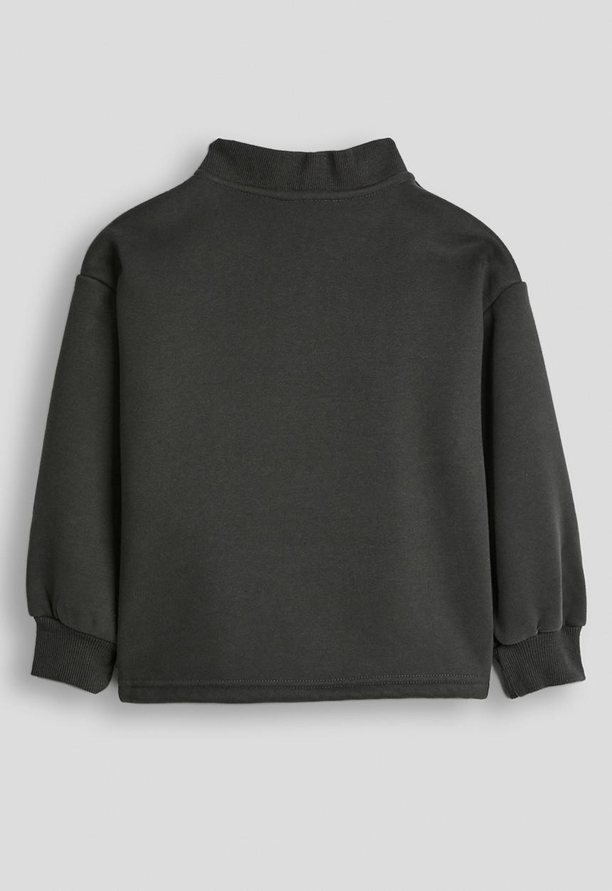 Pop Candy - Rib-knit collar sweatshirt  - gunmetal grey