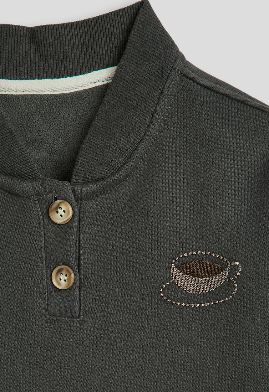 Pop Candy - Rib-knit collar sweatshirt  - gunmetal grey