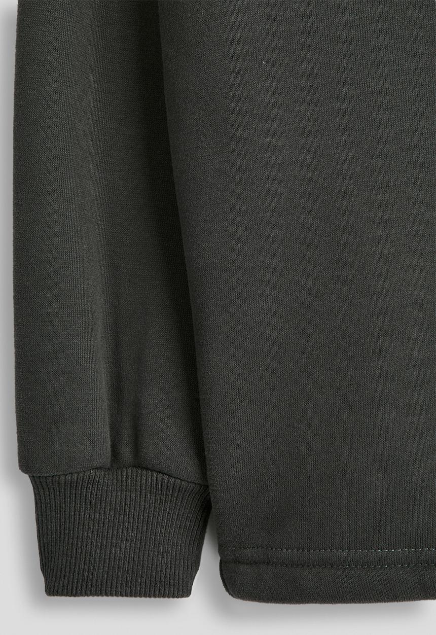 Pop Candy - Rib-knit collar sweatshirt  - gunmetal grey