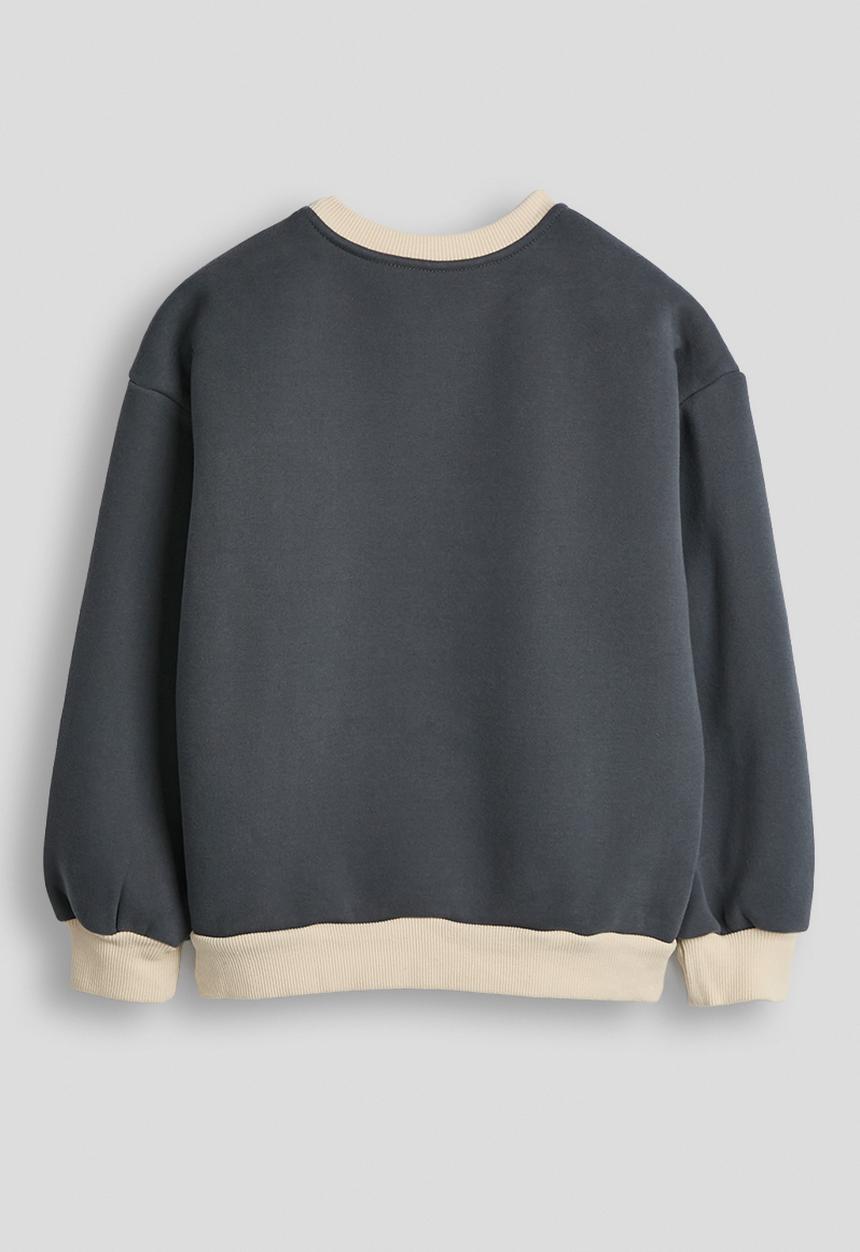 Pop Candy - Ribbed pocket sweatshirt - dark grey/parchment white
