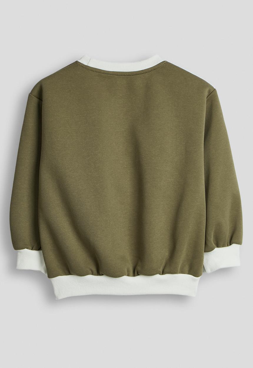 Pop Candy - Dog embroidered sweatshirt - khaki green/white