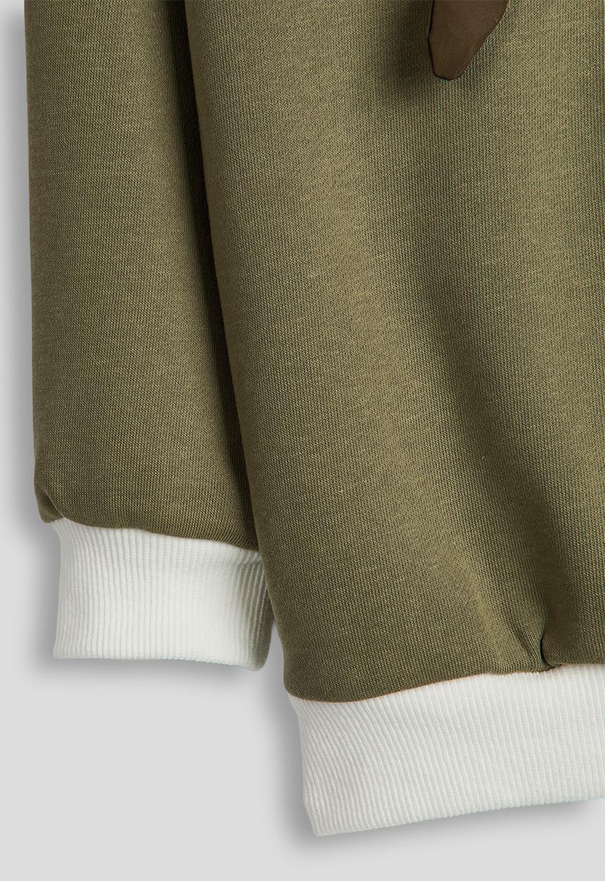 Pop Candy - Dog embroidered sweatshirt - khaki green/white