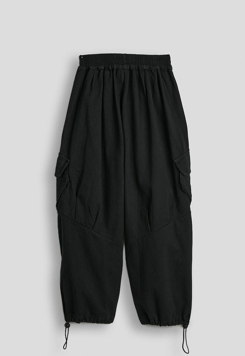 Pop Candy - Drawstring cuff cargo pants - black