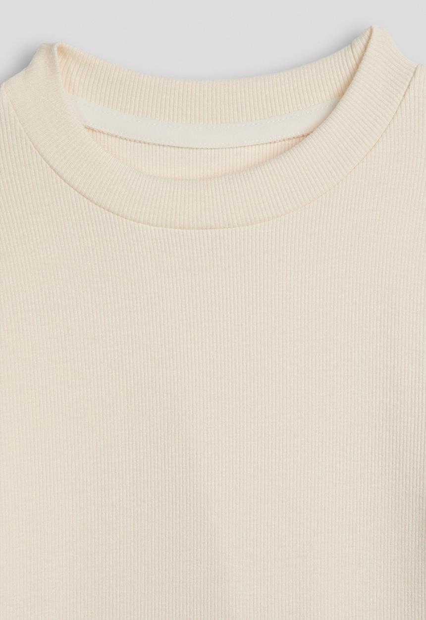 Pop Candy - Ribbed top with mesh ruffle cuffs - cream