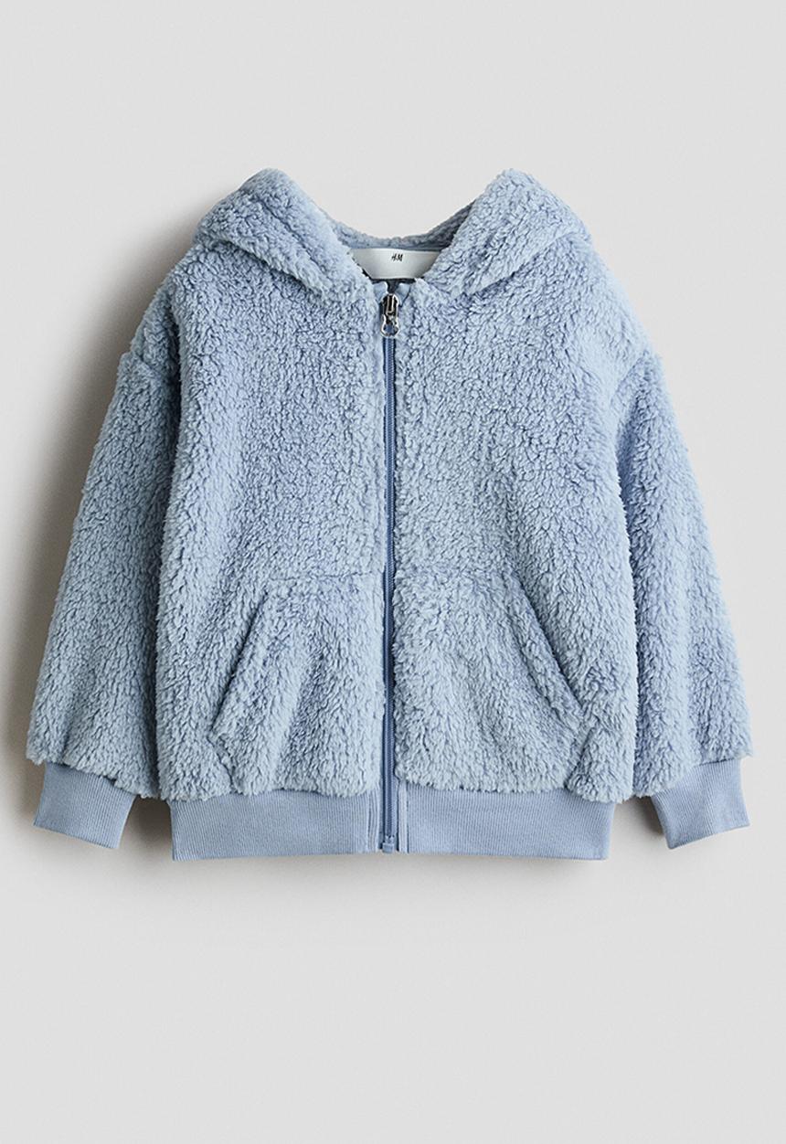 H&M - Teddy zip-through hoodie - light dusty blue
