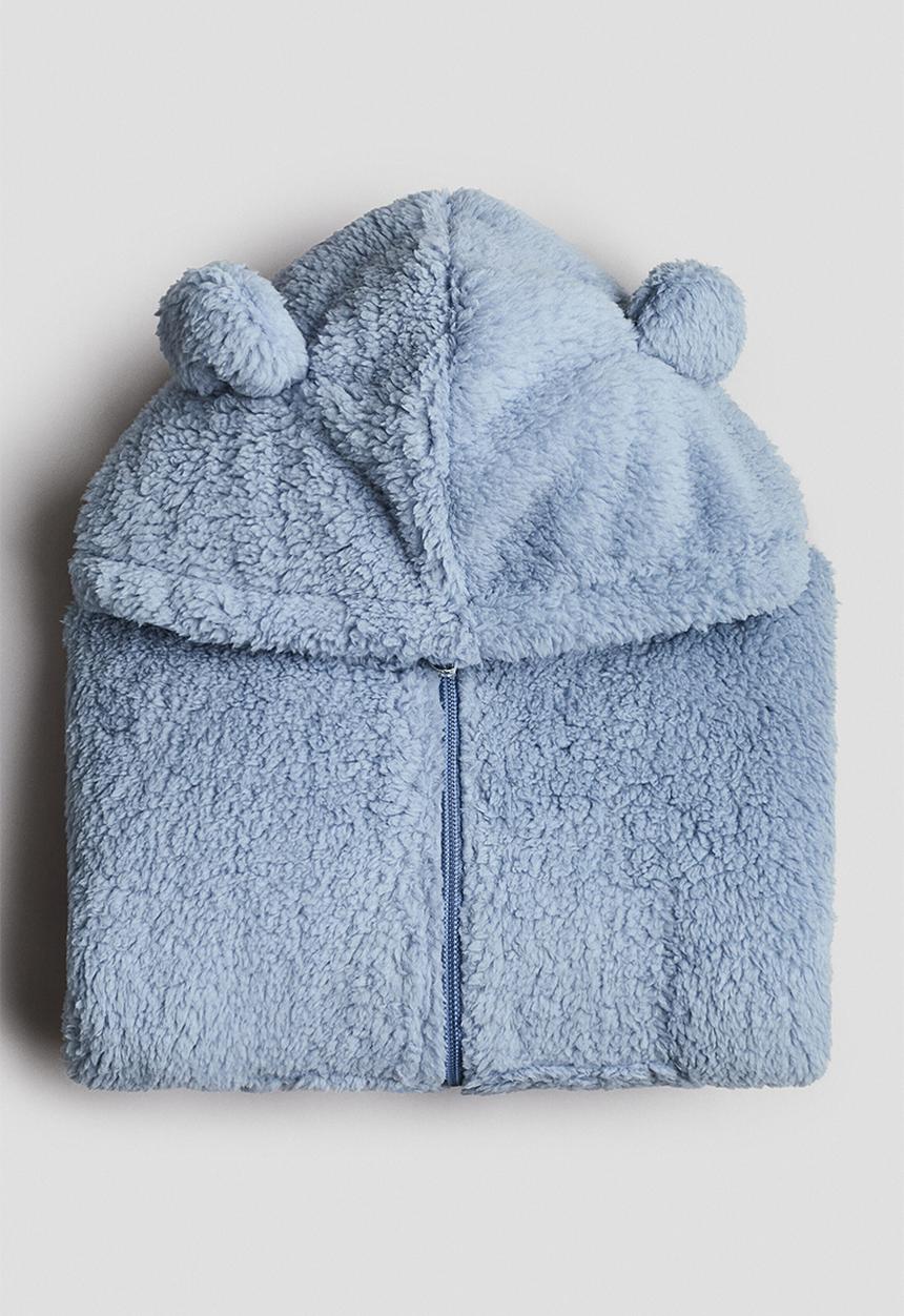 H&M - Teddy zip-through hoodie - light dusty blue