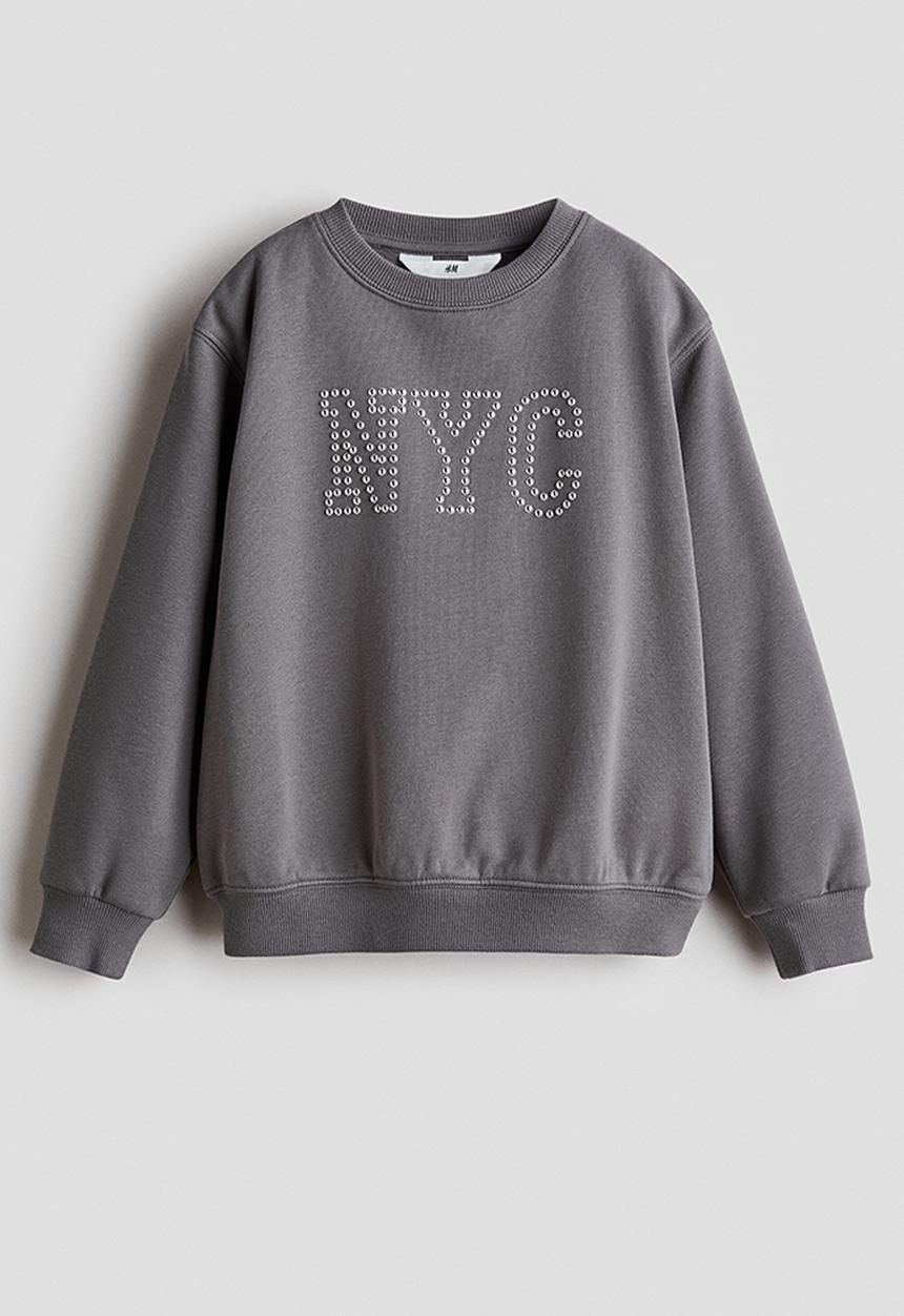 H&M - Motif-detail sweatshirt - dark grey/nyc