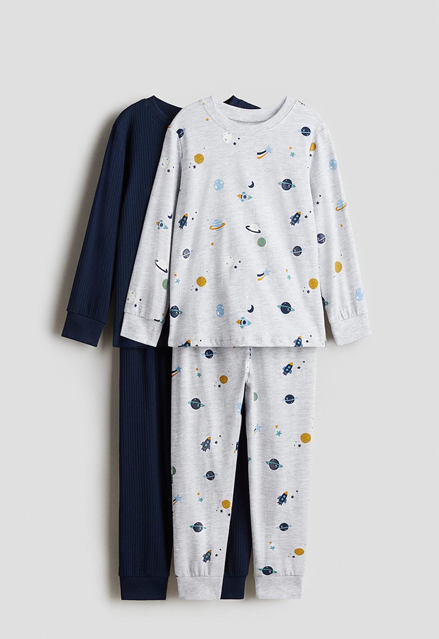 H&M - 2-pack printed cotton pyjamas - navy blue/space