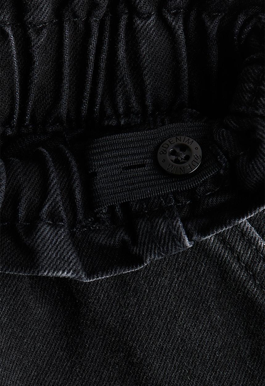 H&M - Wide leg paper bag jeans - washed denim black