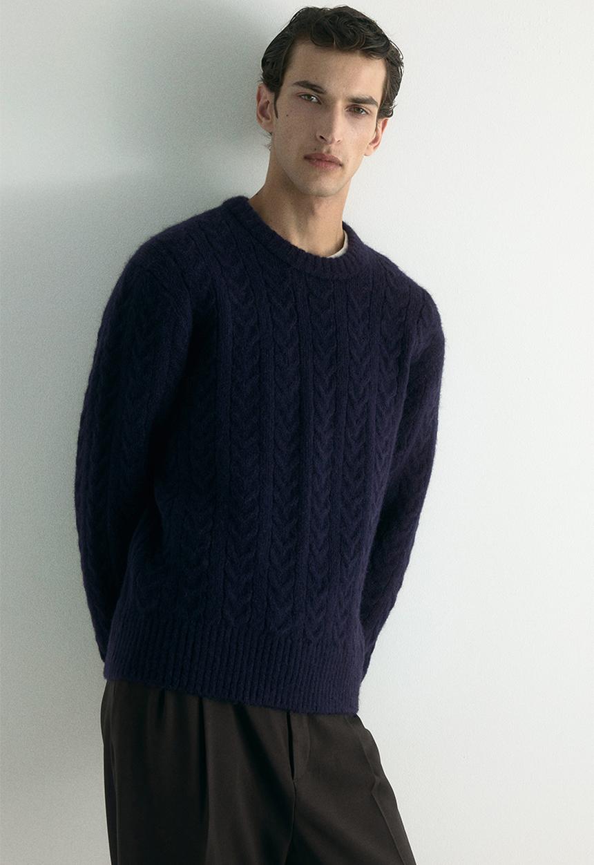 H&M - Regular fit cable knit jumper - dark blue