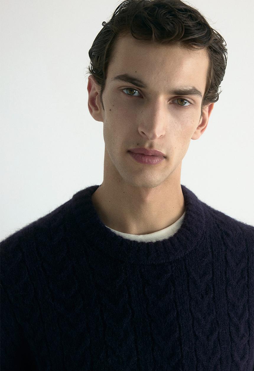 H&M - Regular fit cable knit jumper - dark blue