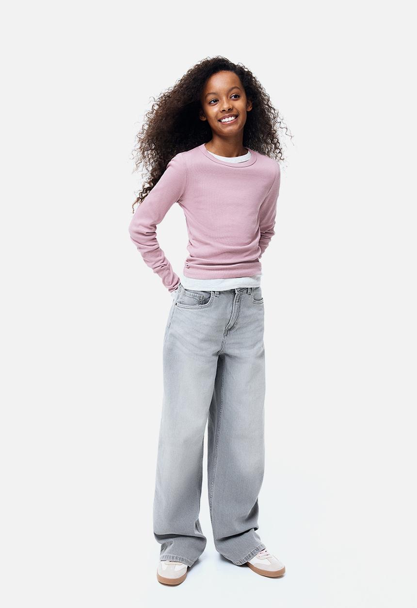 H&M - Wide leg jeans - light denim grey