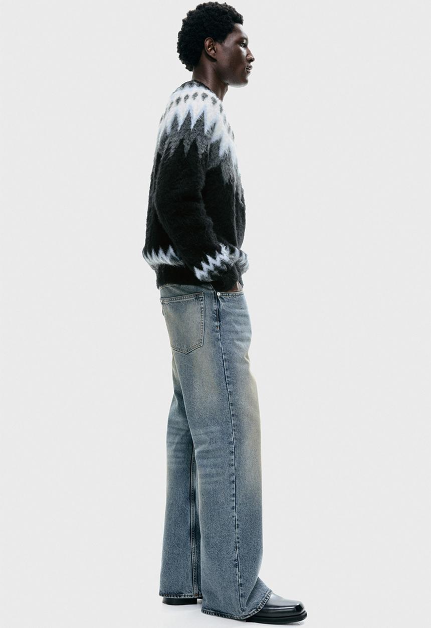 H&M - Loose fit jacquard-knit jumper - black/patterned