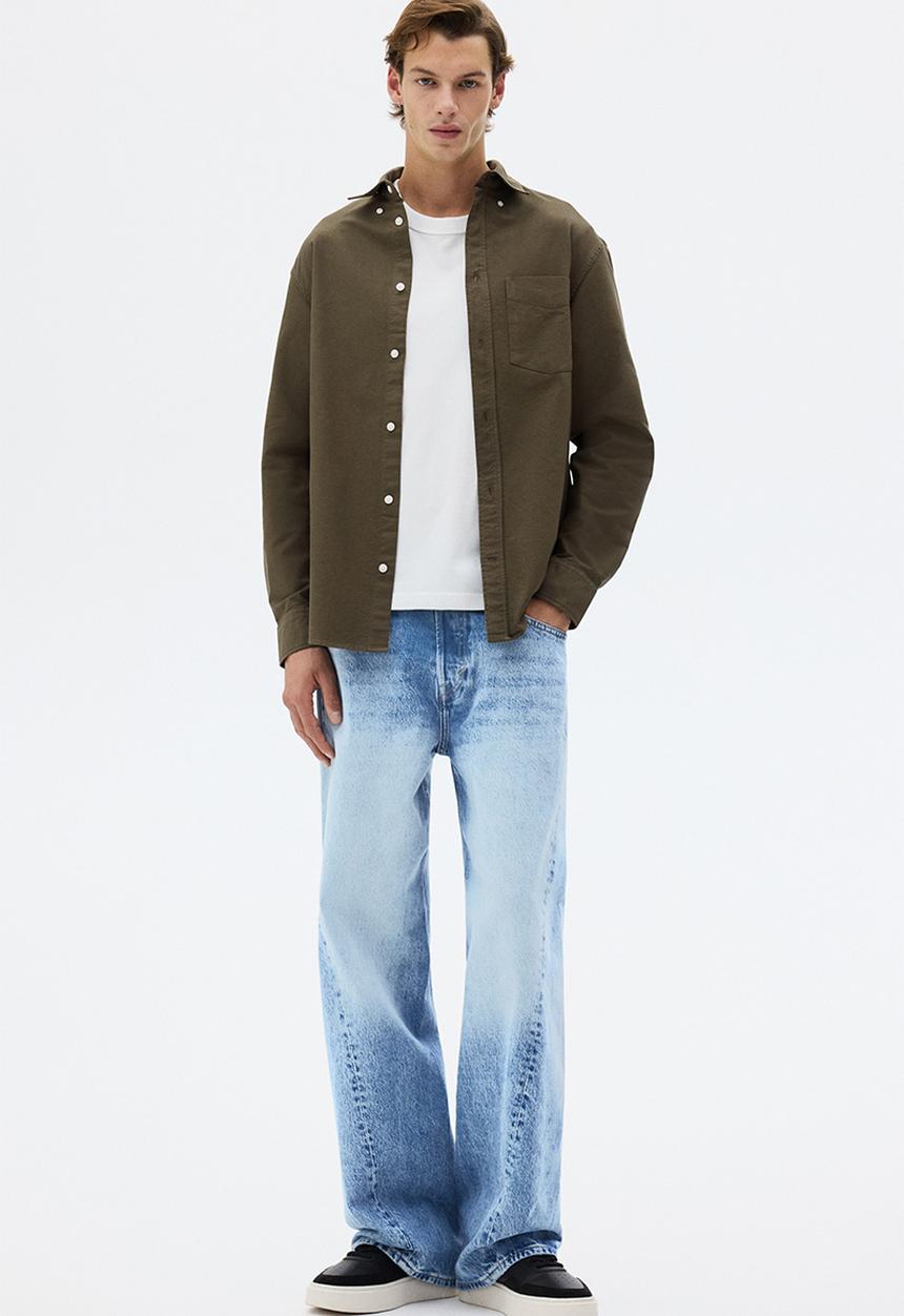 H&M - Regular fit oxford shirt - dark khaki green