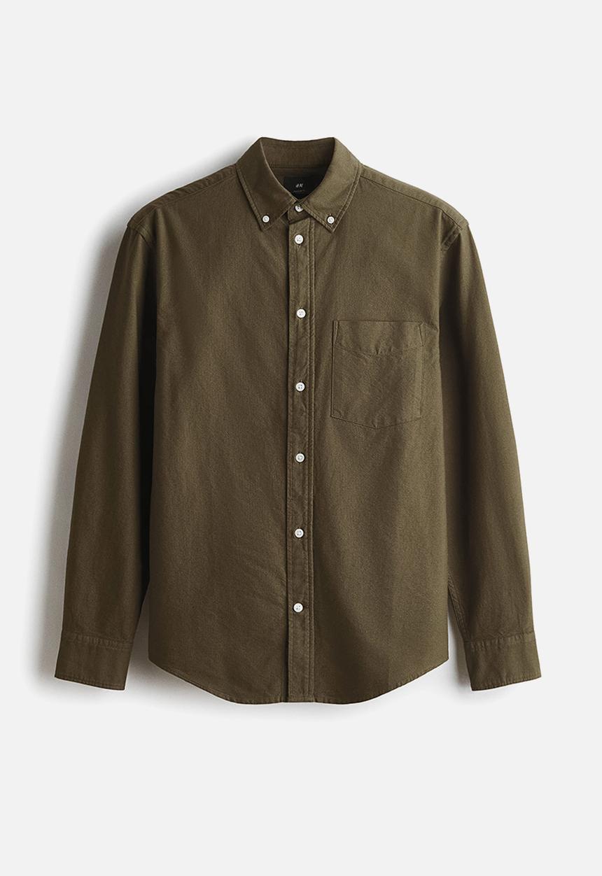 H&M - Regular fit oxford shirt - dark khaki green