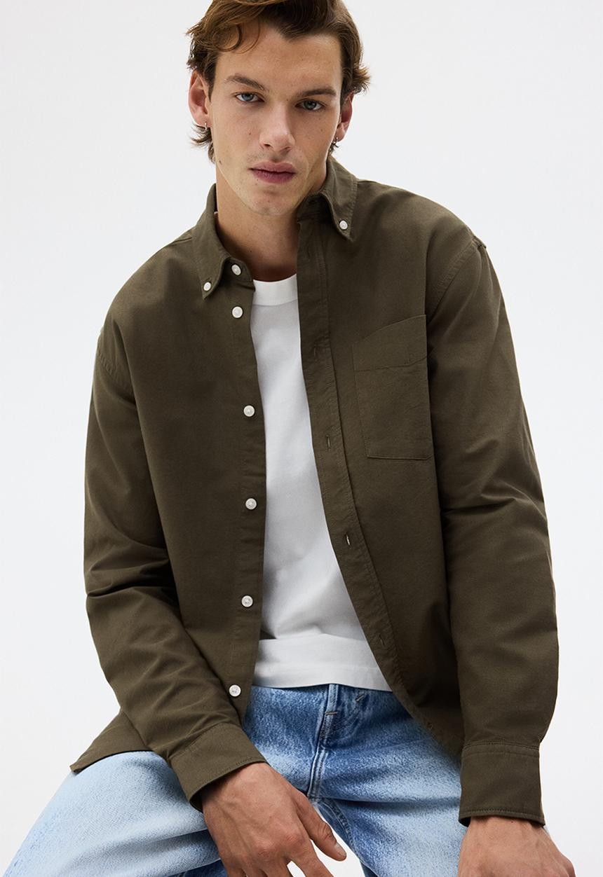 H&M - Regular fit oxford shirt - dark khaki green