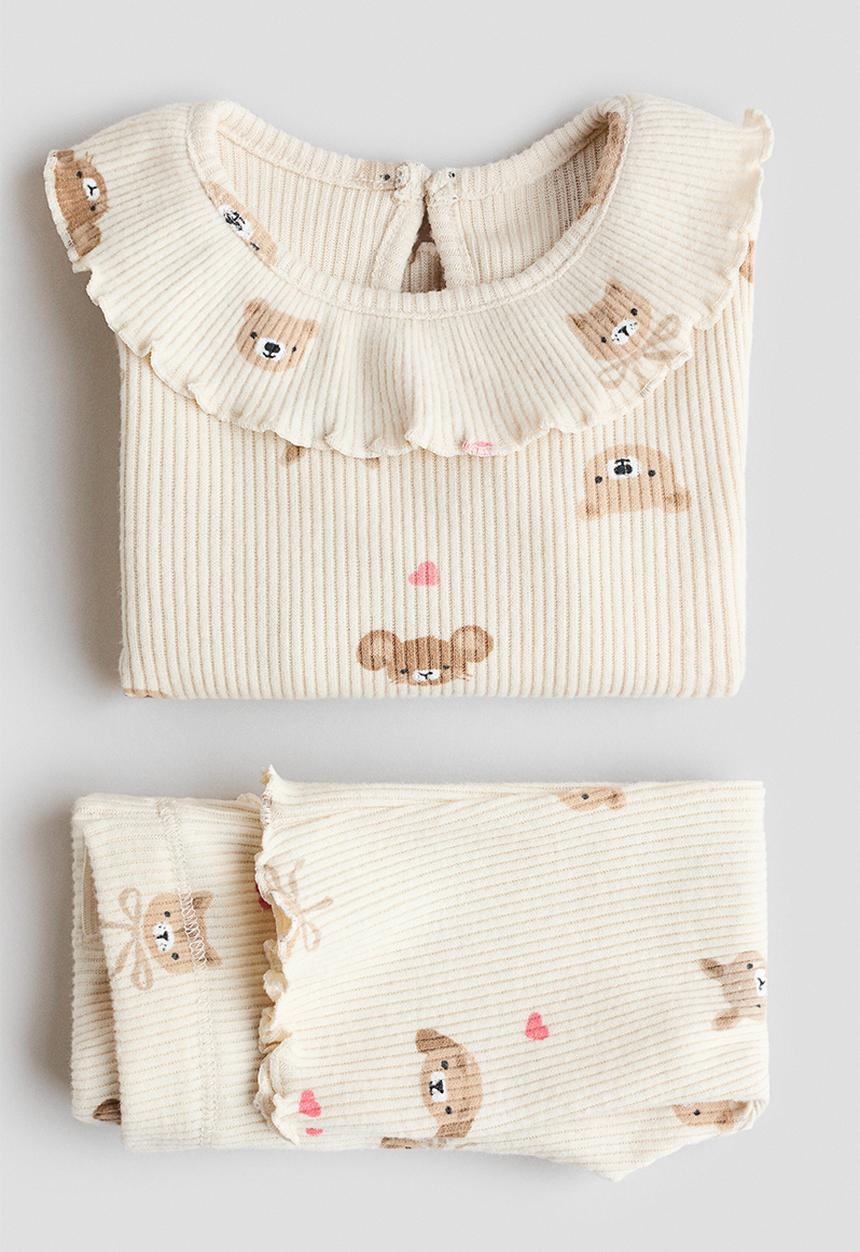 H&M - 2-Piece printed set - light beige/animals
