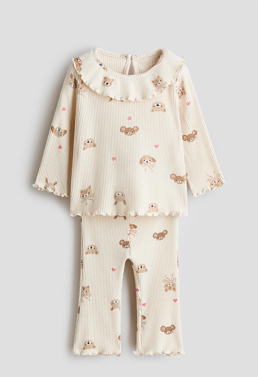 H&M - 2-Piece printed set - light beige/animals